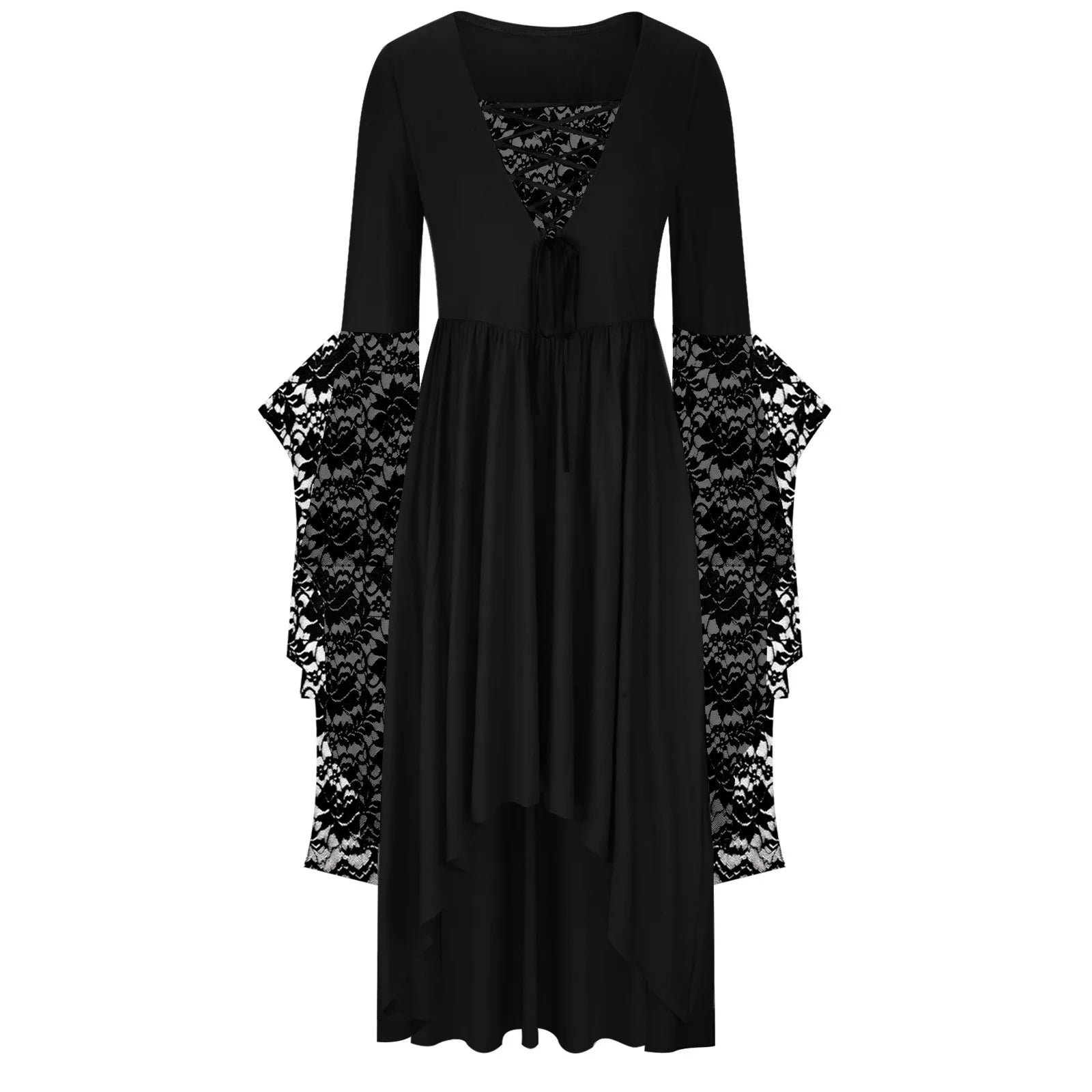 Womens Gothic Dress plus Size Flare Sleeve Dress Skull Lace Print Steampunk Dresses Cocktail Dresses Flowy Goth Corset Dress Maxi Wedding Guest Dresses Summer Savings