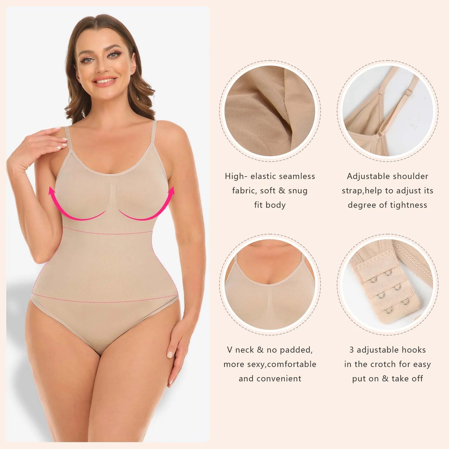 2 Packs Women Shapewear Tummy Control Bodysuit Seamless Sculpting Snatched Waist Body Suit Thong