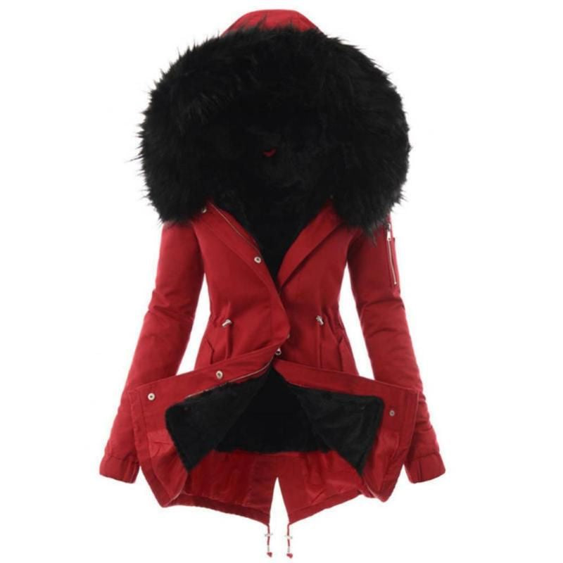 Women'S Jackets Autumn Winter Parkas Women Long Jacket Coat Female Fashion down with Faux Fur Collar Hooded Warm Slim Parkaswomen'S