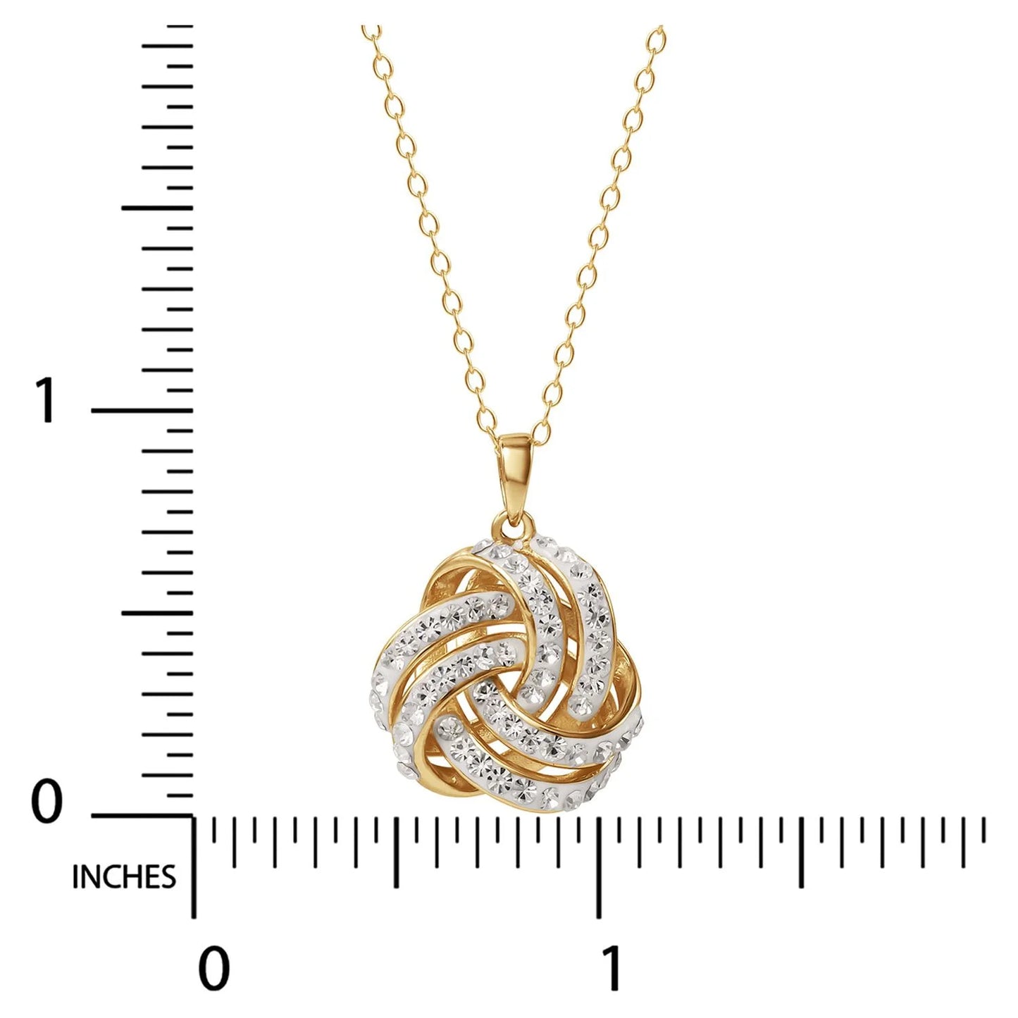 Love Knot 18K Gold Crystal Pendant and Earring Set