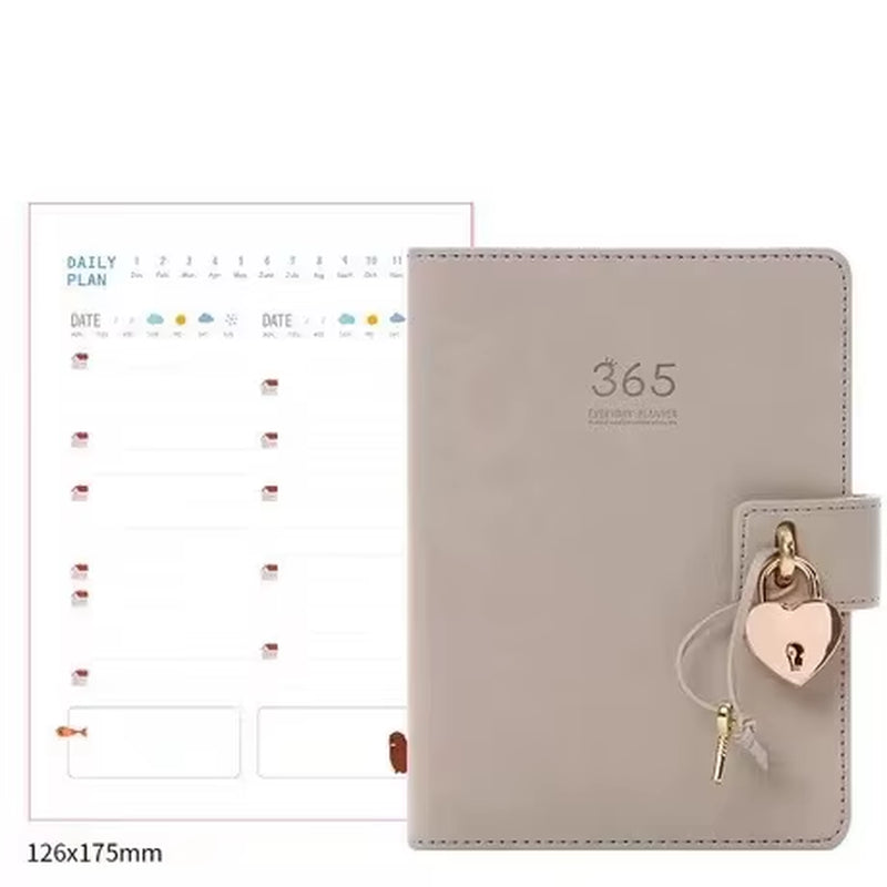 Cute Solid Color Magnetic Buckle Design 365 Day Weekly Plan Diary Planner Notebooks A6 Journals School Supplies Stationery Gift