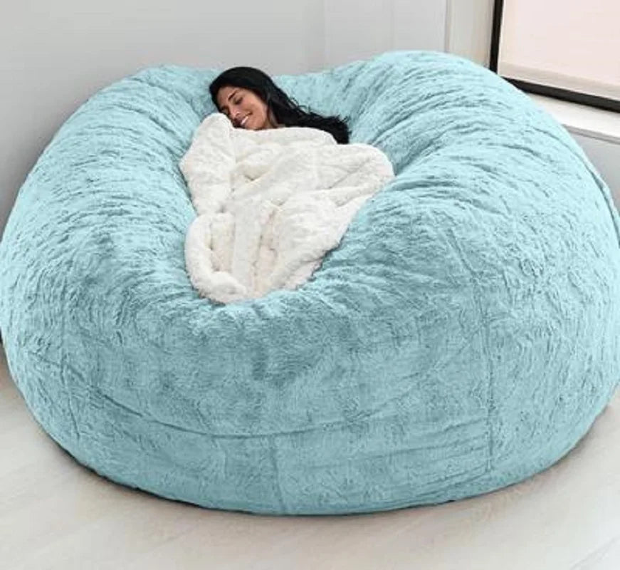 Dropshipping Fur Giant Removable Washable Bean Bag Bed Cover Living Room Furniture Lazy Sofa Cover