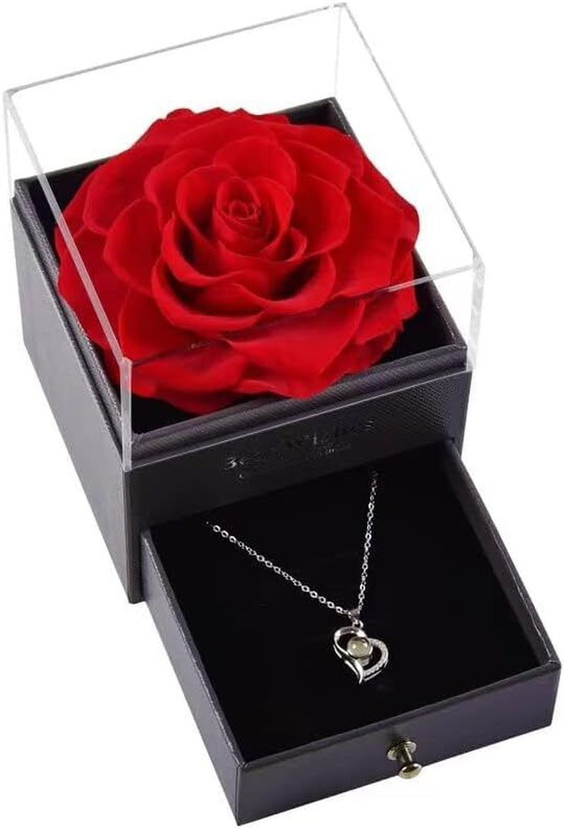 Valentine'S Gifts for Women Mom Girlfriend Forever-Rose Flowers with Necklace