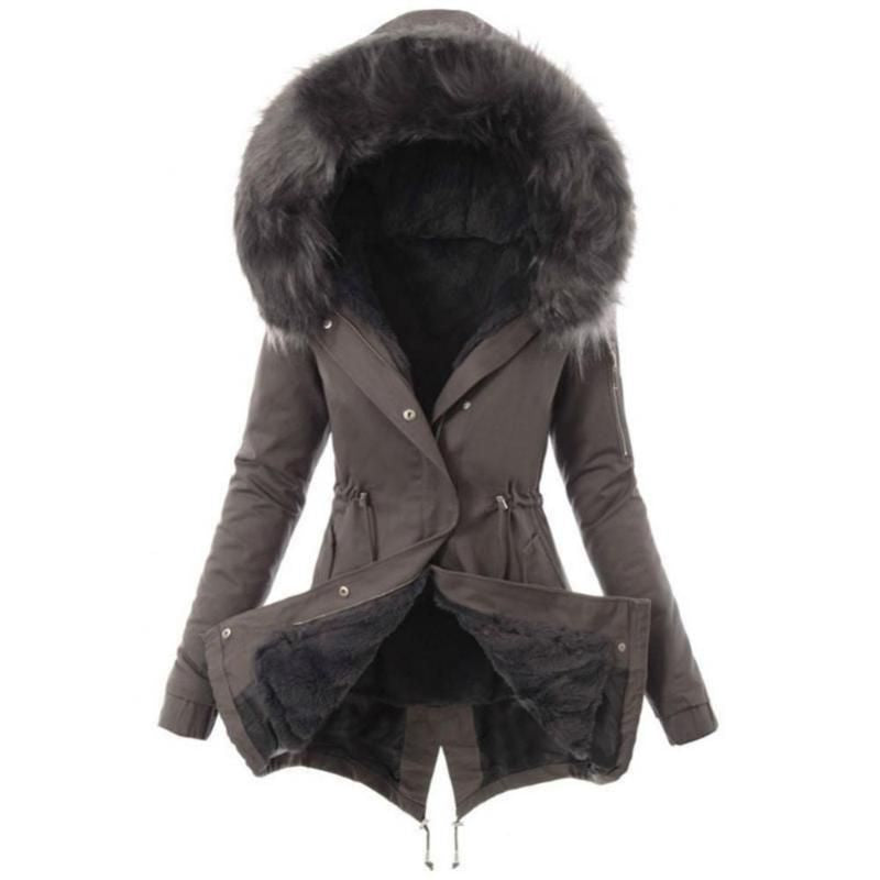 Women'S Jackets Autumn Winter Parkas Women Long Jacket Coat Female Fashion down with Faux Fur Collar Hooded Warm Slim Parkaswomen'S