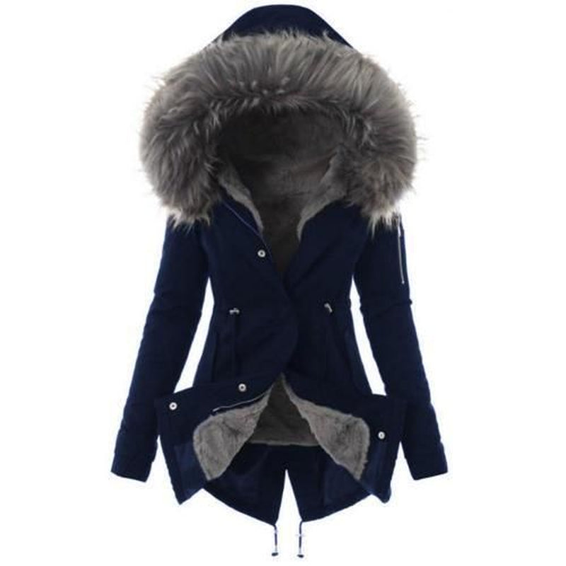 Women'S Jackets Autumn Winter Parkas Women Long Jacket Coat Female Fashion down with Faux Fur Collar Hooded Warm Slim Parkaswomen'S