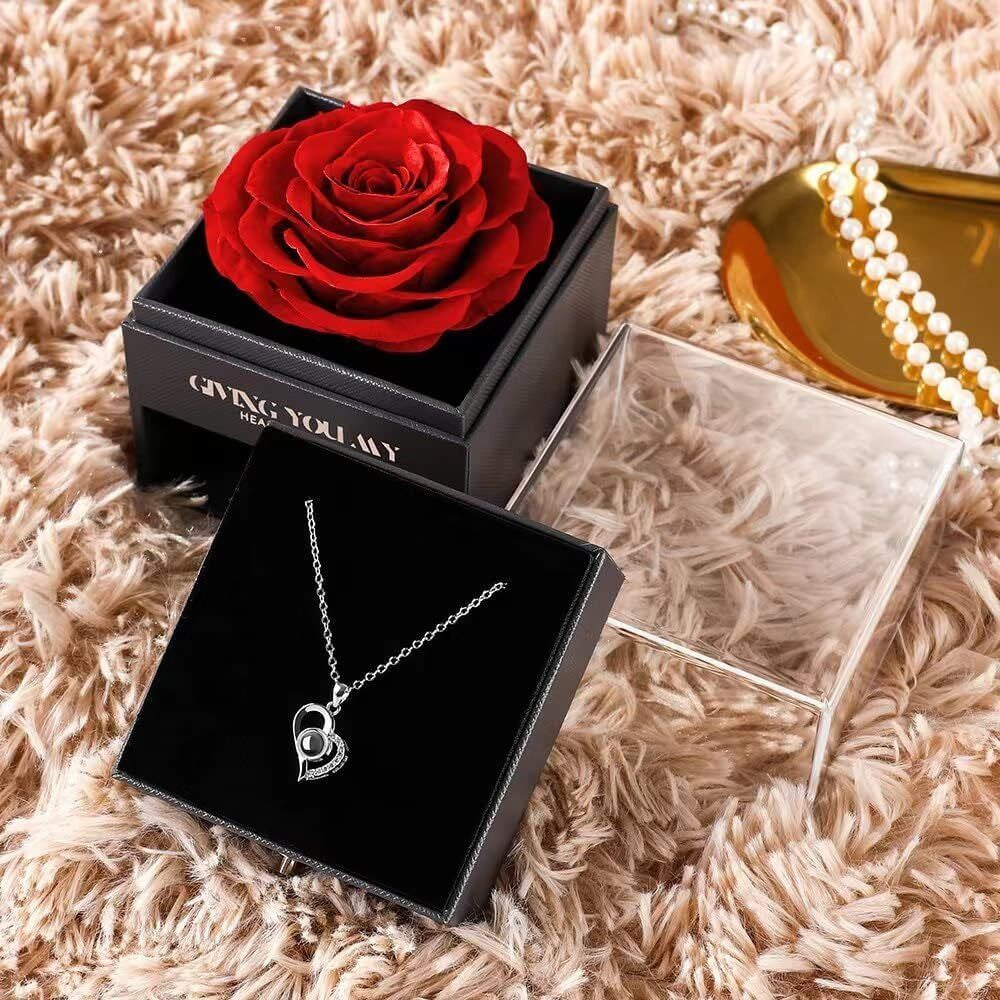 Valentine'S Gifts for Women Mom Girlfriend Forever-Rose Flowers with Necklace