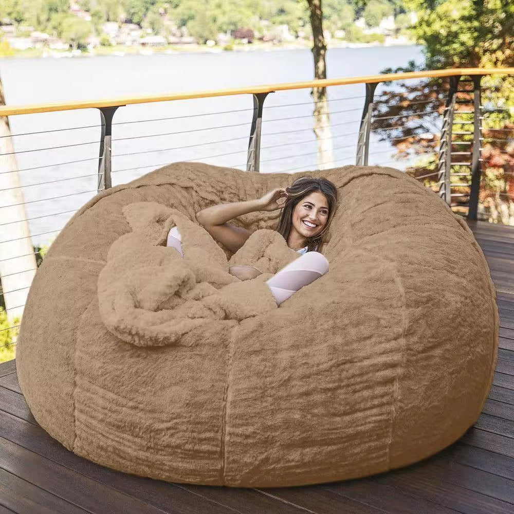 Dropshipping Fur Giant Removable Washable Bean Bag Bed Cover Living Room Furniture Lazy Sofa Cover