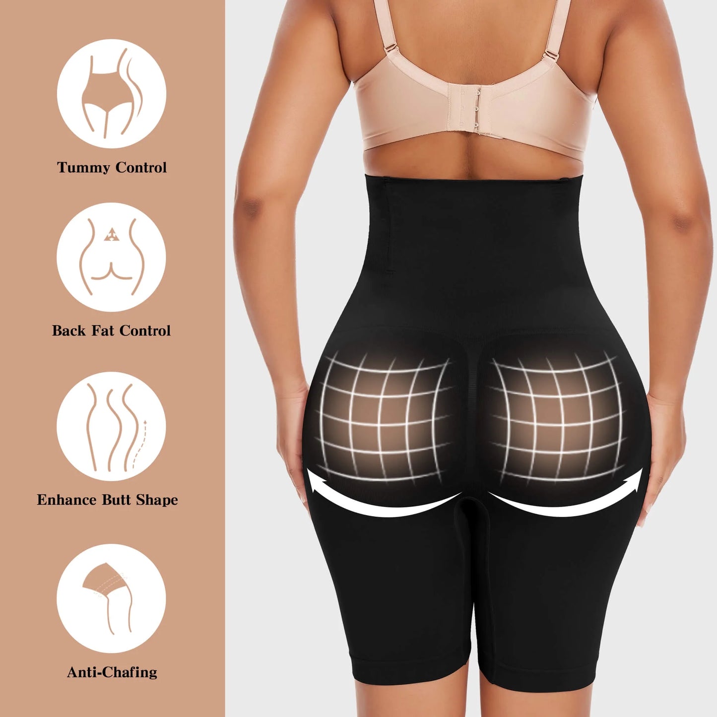 2 Pack Women Waist Trainer Shapewear Tummy Control Body Shaper Shorts Hi-Waist Butt Lifter Thigh Slimmer