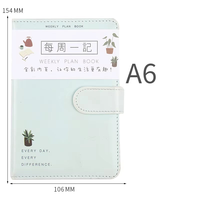 Cute Solid Color Magnetic Buckle Design 365 Day Weekly Plan Diary Planner Notebooks A6 Journals School Supplies Stationery Gift